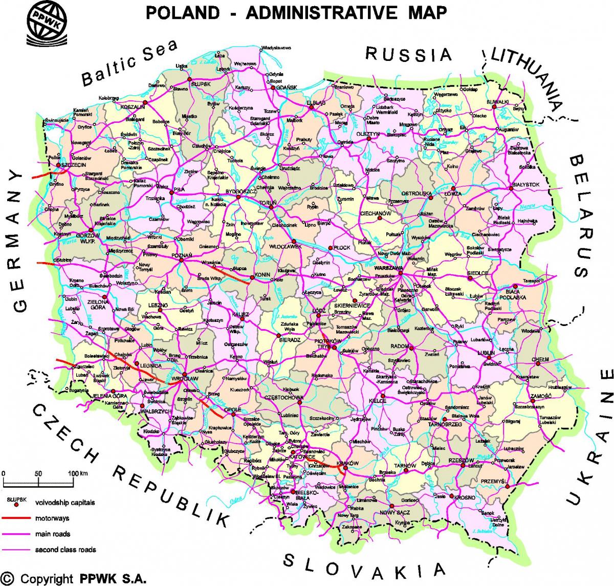 Mapa de la ciudad de Polonia
